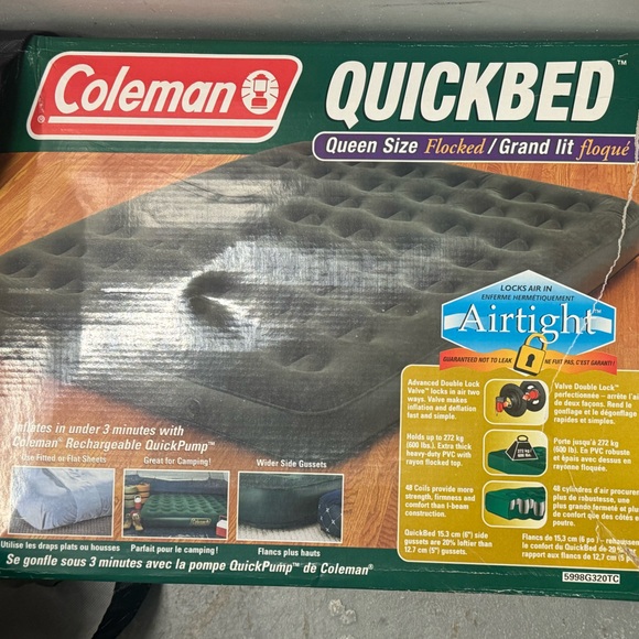 Coleman Other - Queen Size flocked Inflatable Bed Air Mattress green - pump not included
